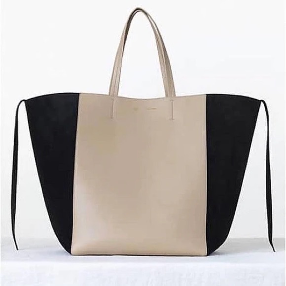 Celine Handbags - Celine Medium Phantom Cabas in Beige and Black Suede